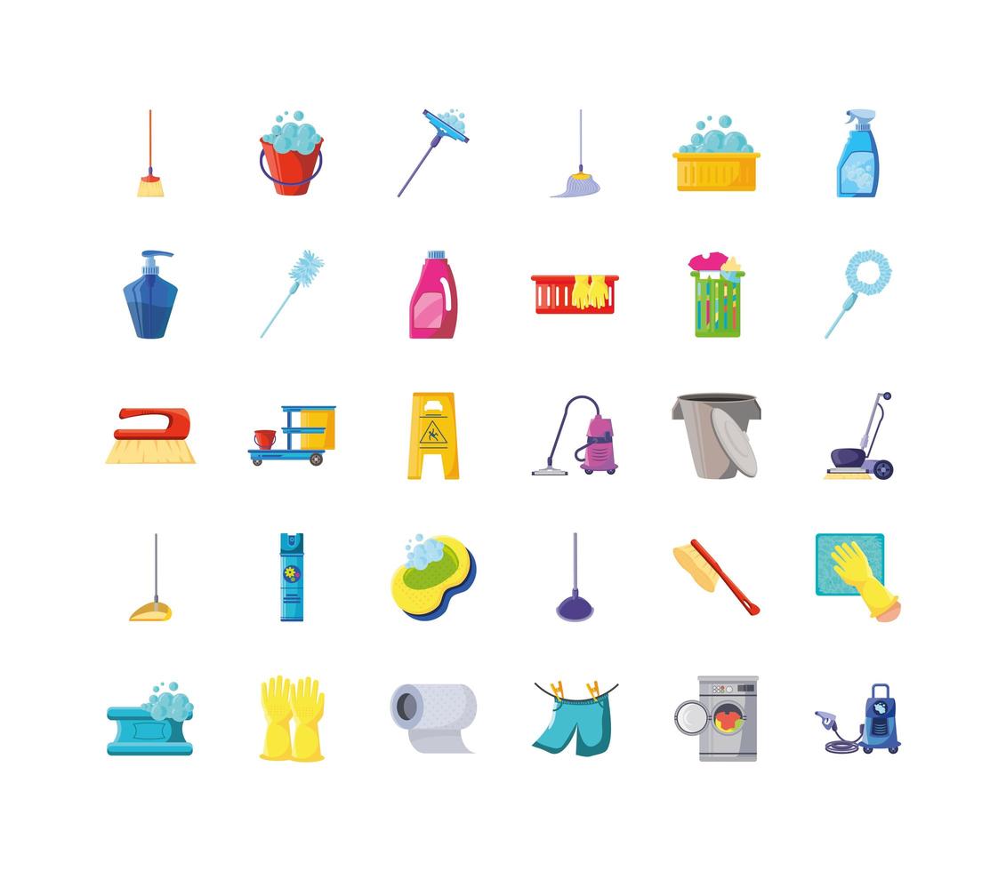 Set of icons of cleaning and housekeeping  vector