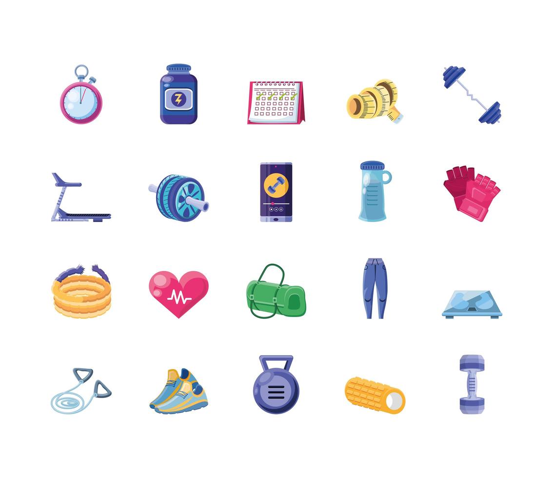 Group of fitness icons  vector