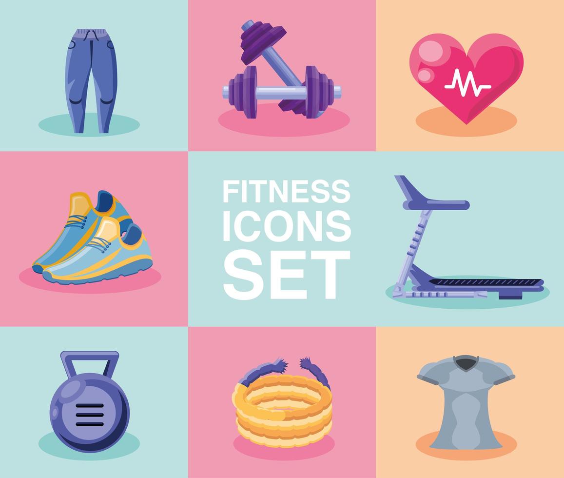 Collection of fitness icons  vector