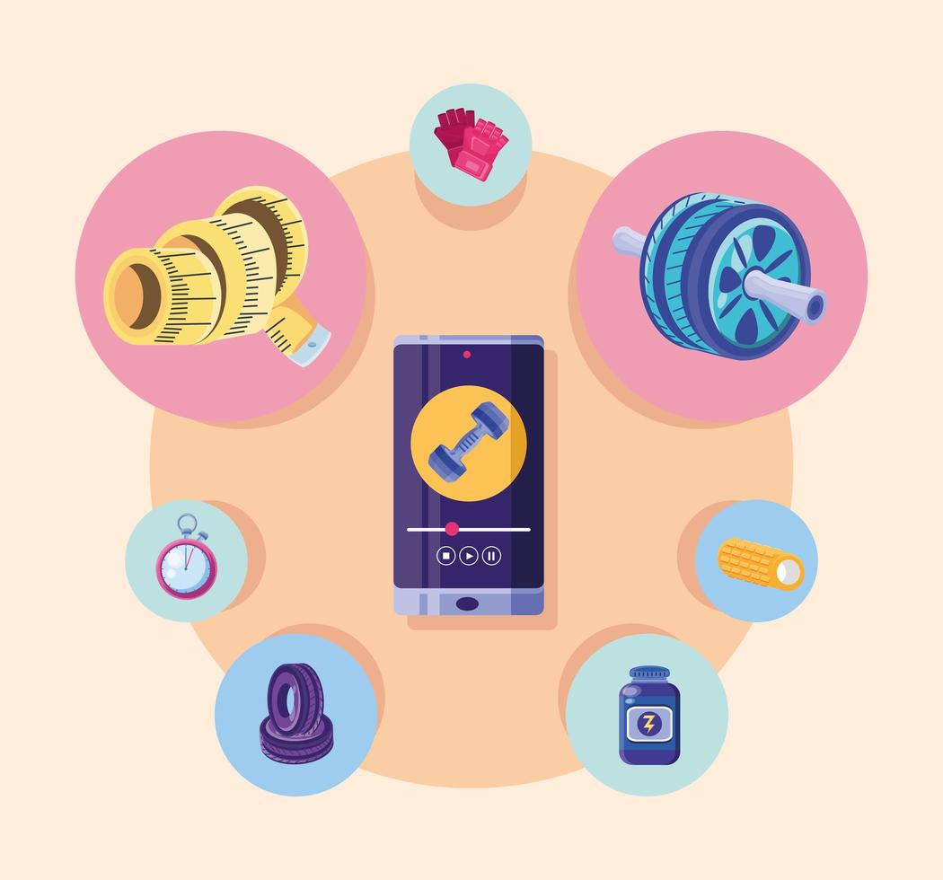 Fitness icons set vector