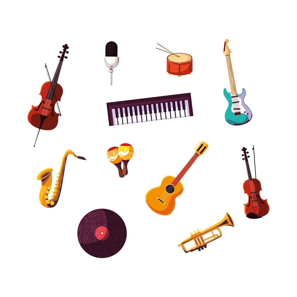 Collection of musical instrument for music festival 1248864 Vector Art