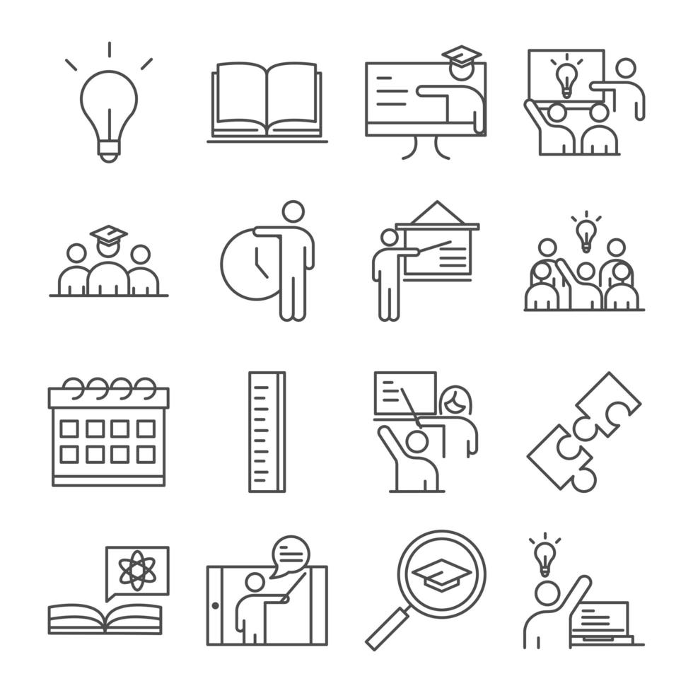 School and education line style icon collection vector