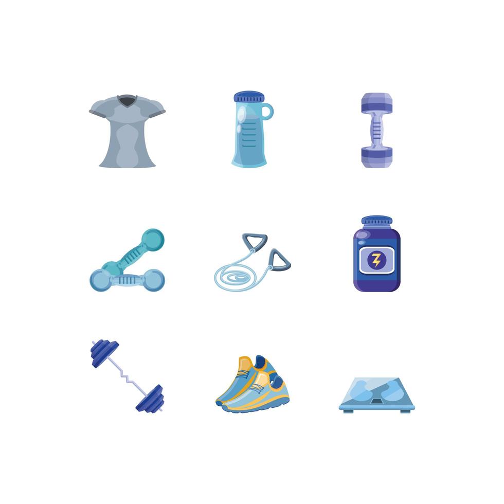 Fitness set of icons vector