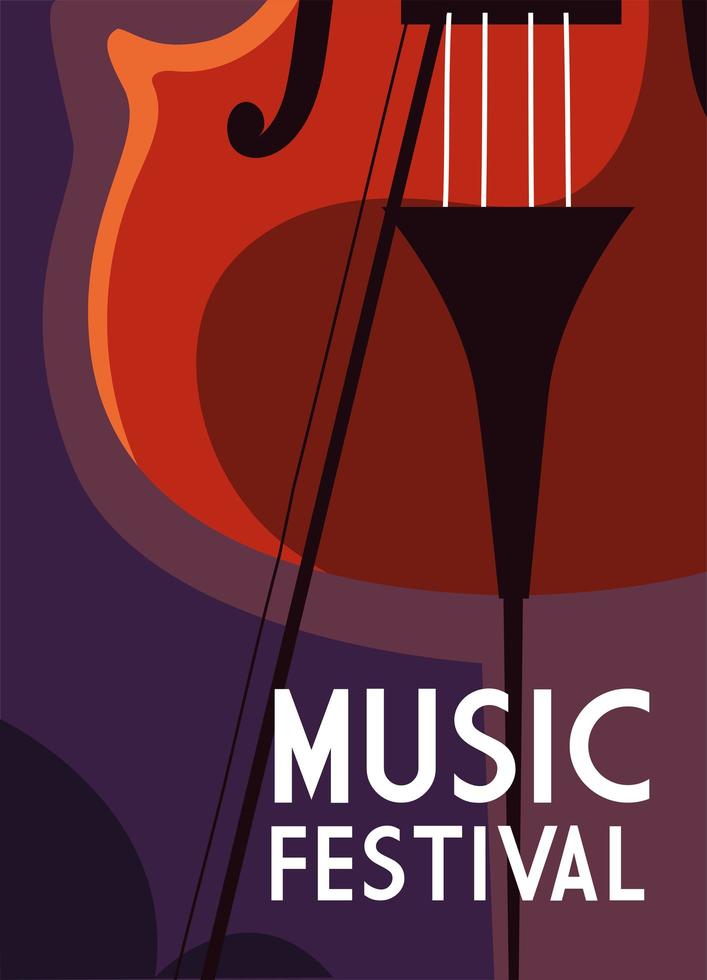 Music festival poster with fiddle vector