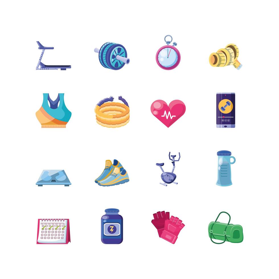 Set of fitness icons  vector