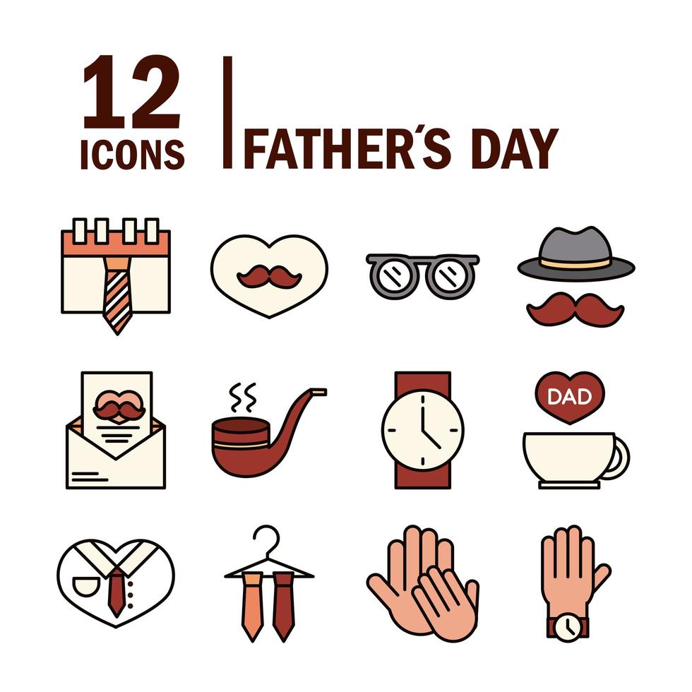 Fathers day celebration and party icon collection vector