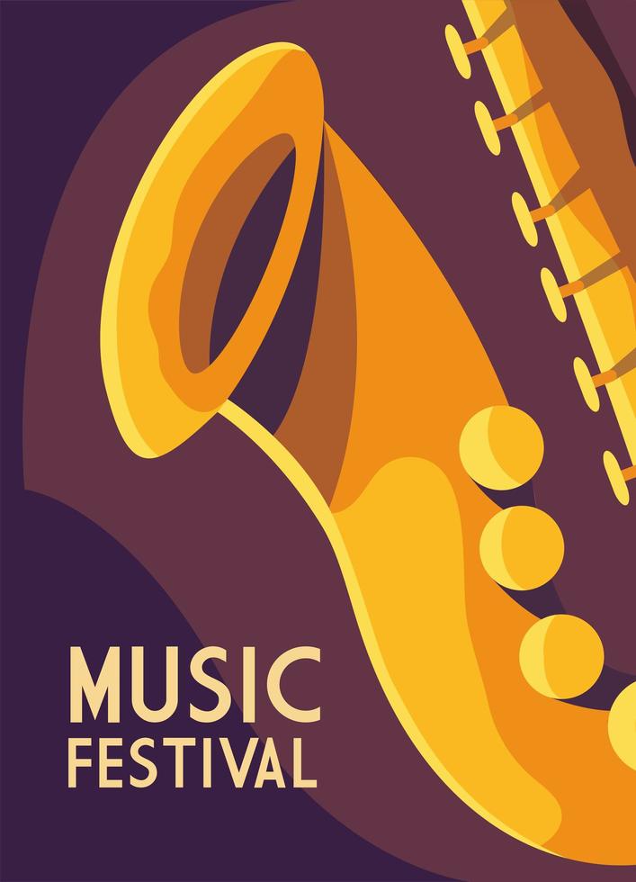 Poster music festival with saxophone vector