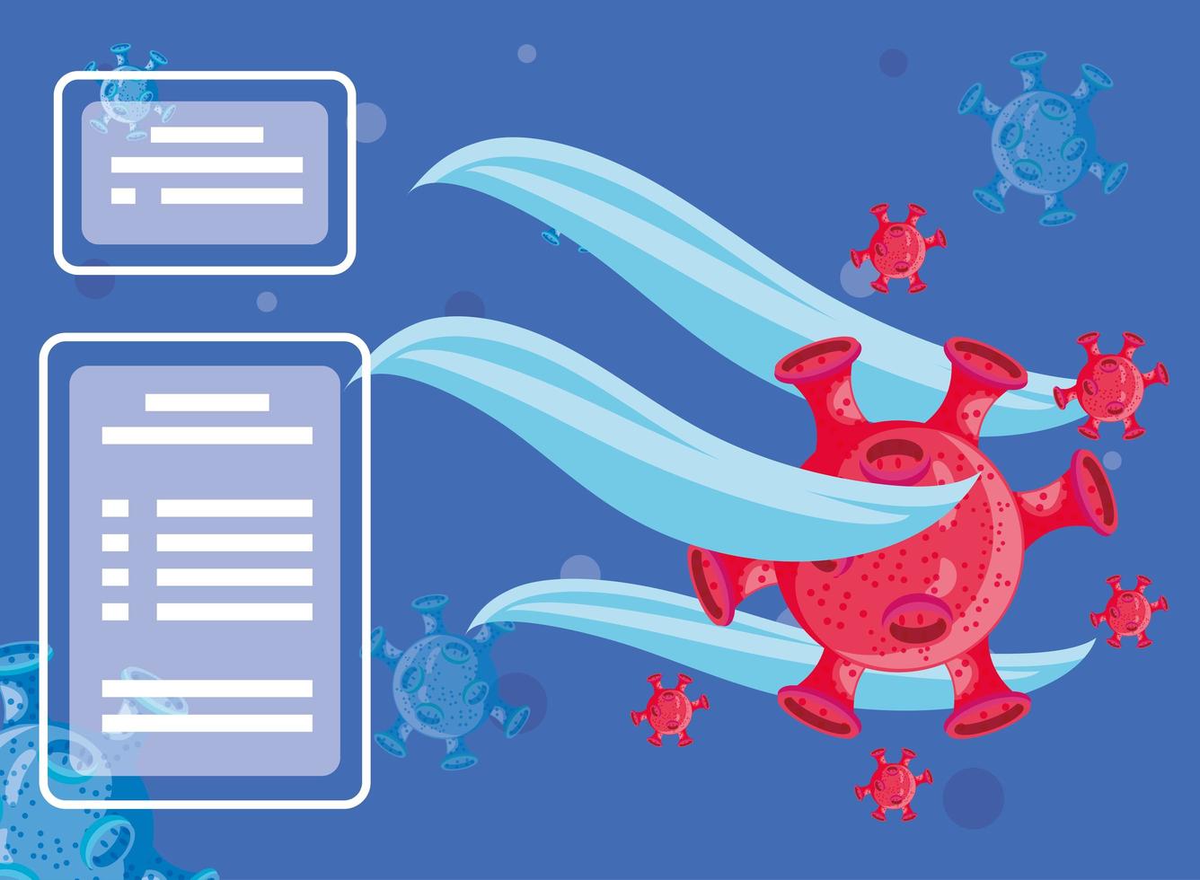 COVID 19 infographic with virion of coronavirus vector