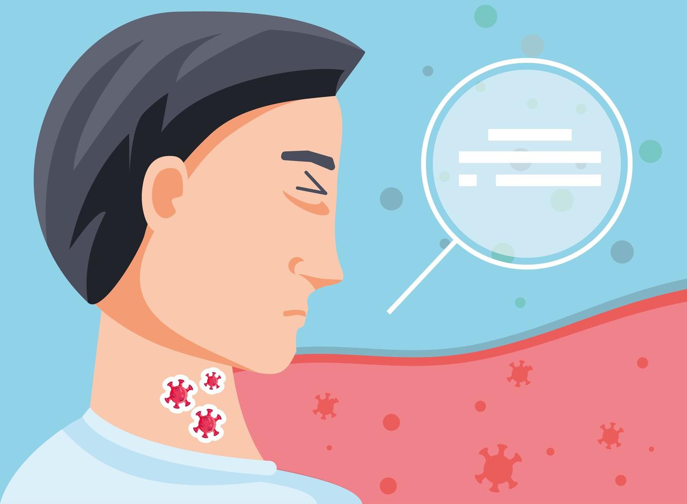 Sick man with coronavirus suffering symptoms vector