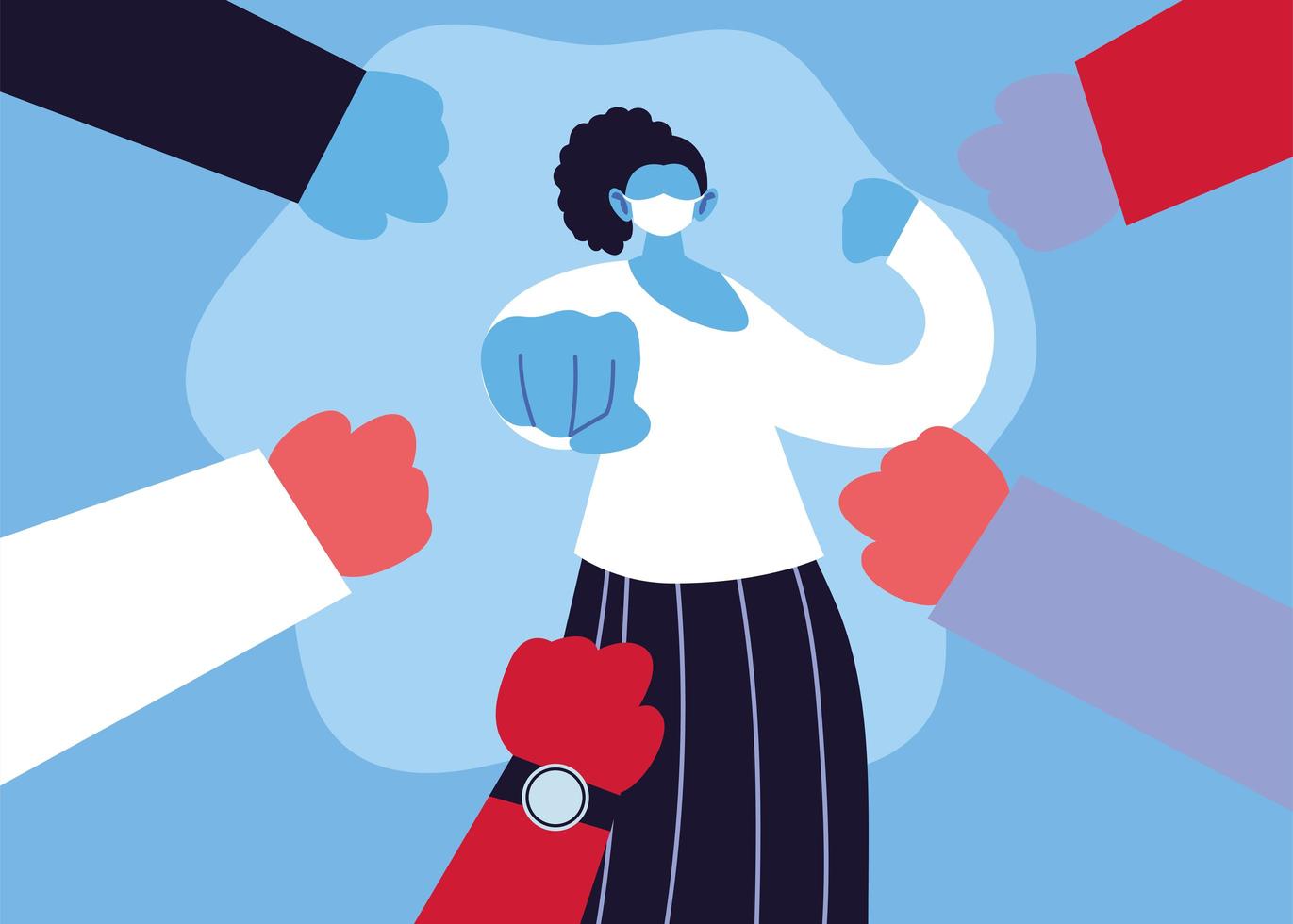 Woman fighting coronavirus with medical face mask  vector