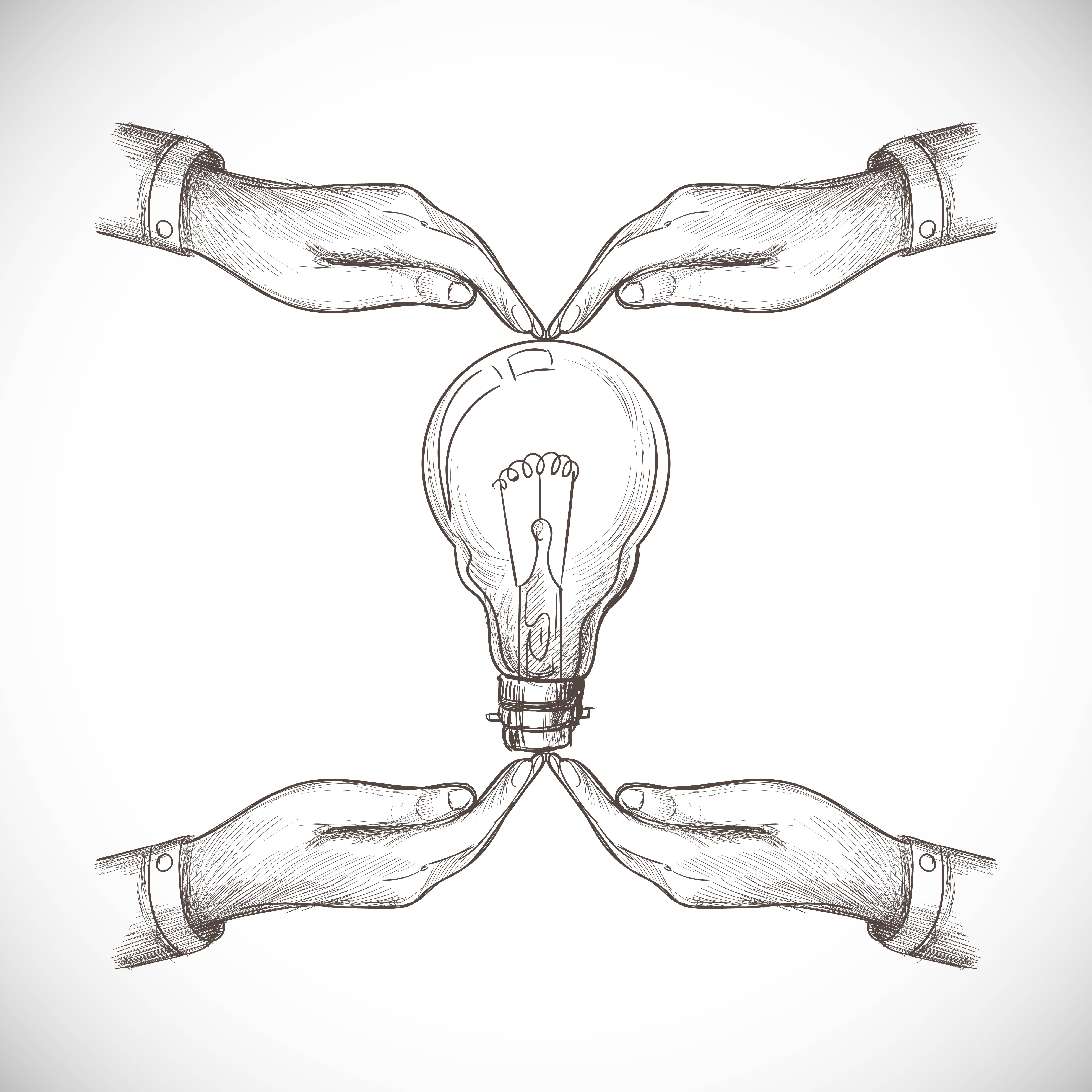 Hand Drawn New Idea Innovation and Solution Lightbulb Sketch 1248949 Vector Art at Vecteezy