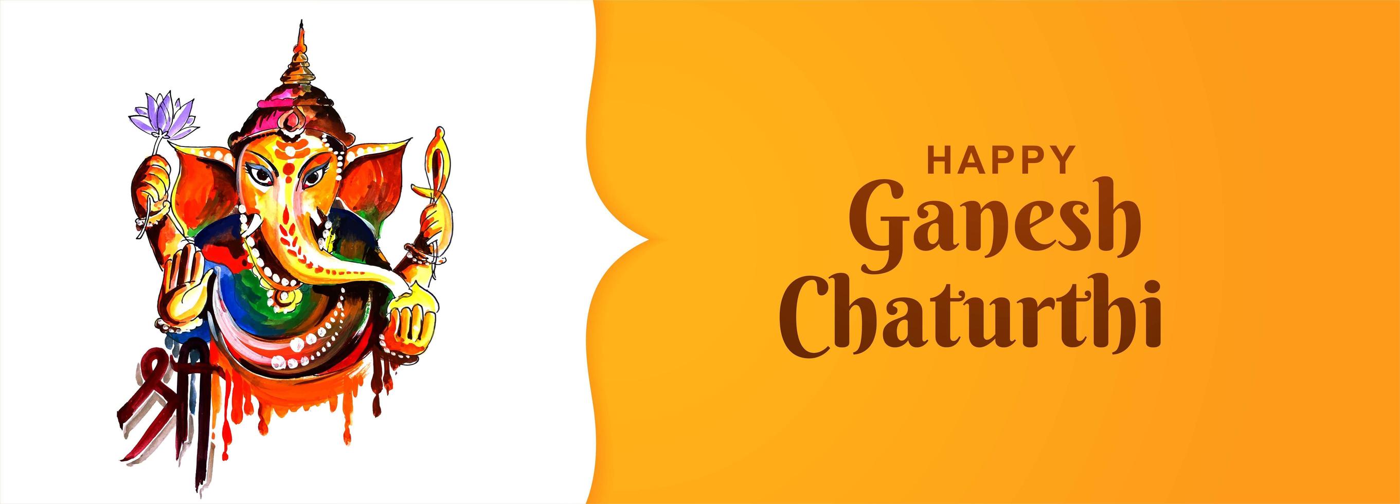 banner de tarjeta de festival de feliz ganesh chaturthi utsav vector