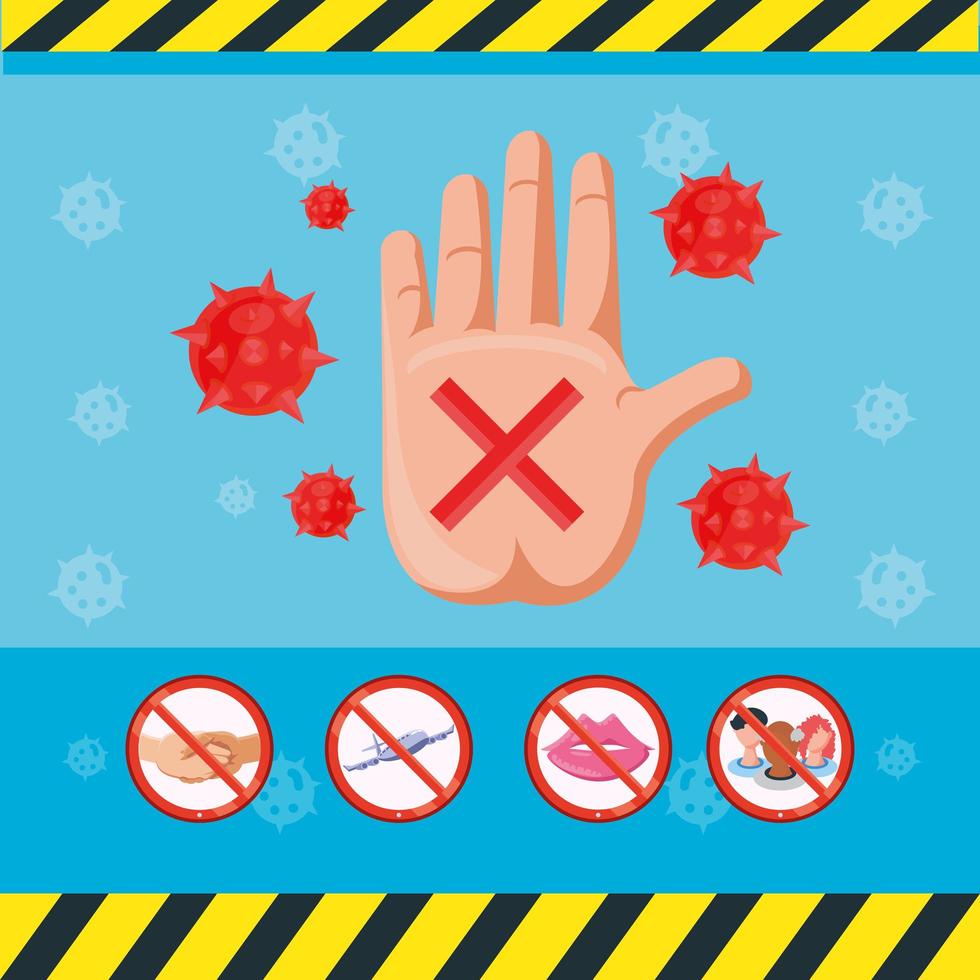 Infographic with hand with viruses vector