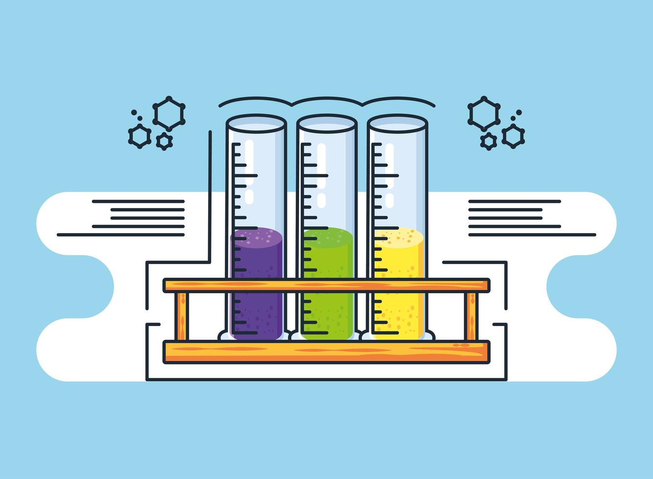 infografía con tubos de ensayo de laboratorio químico. vector