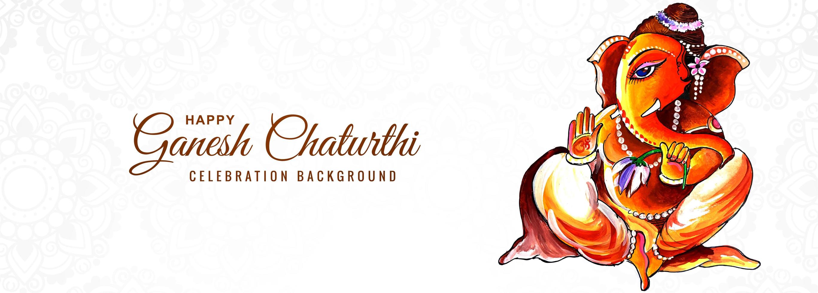 acuarela señor ganesha para ganesh chaturthi tarjeta banner vector