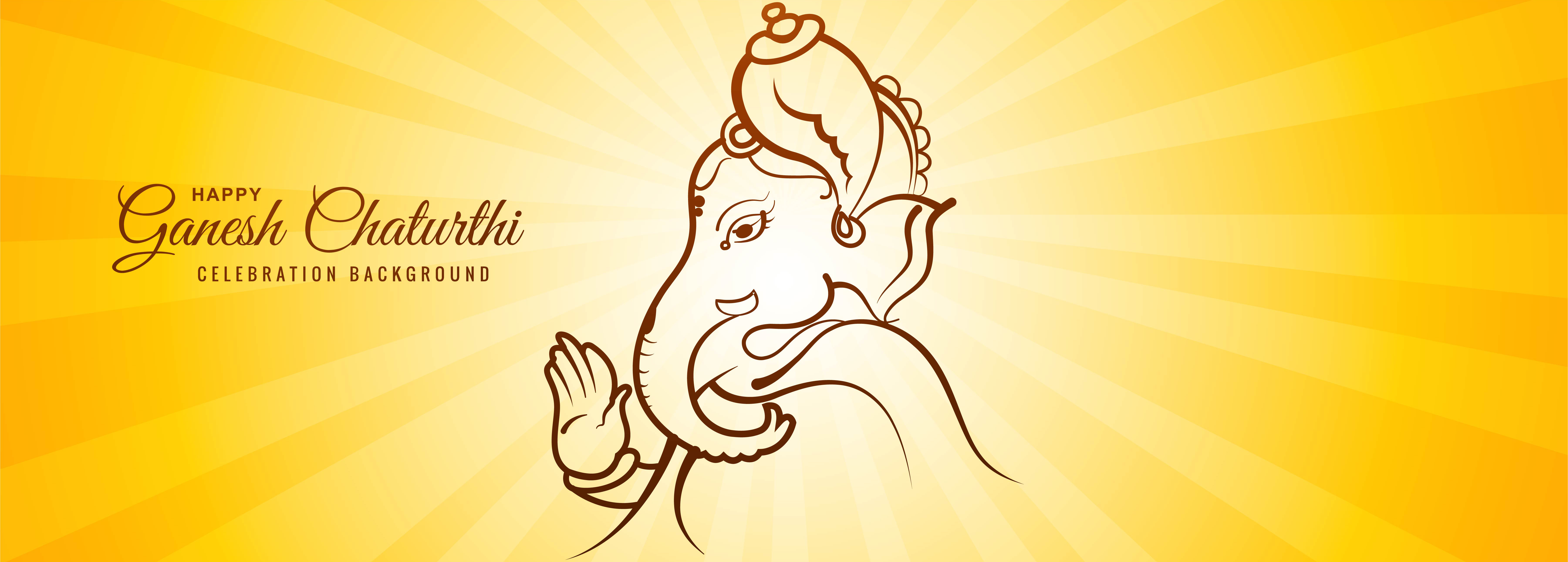 Lord Ganesha Light Ray for Ganesh Chaturthi Card Banner 1249035 Vector
