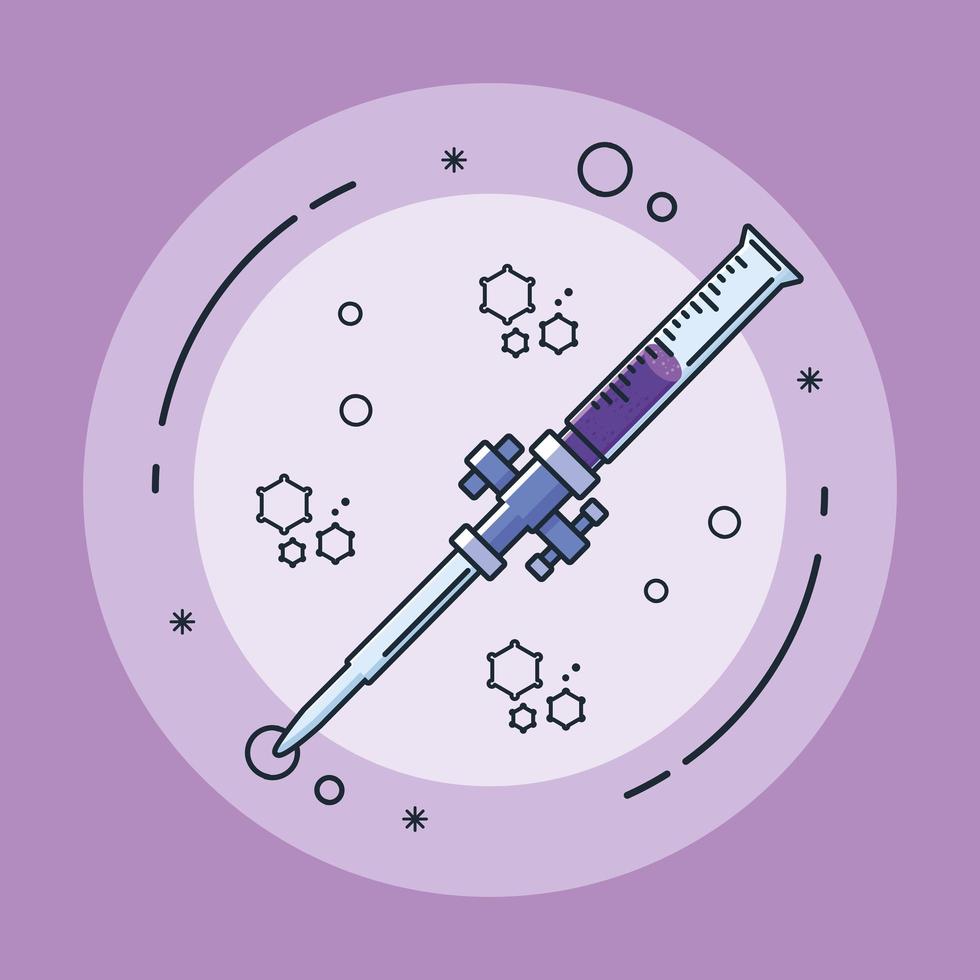 Laboratory syringe and coronavirus research  vector