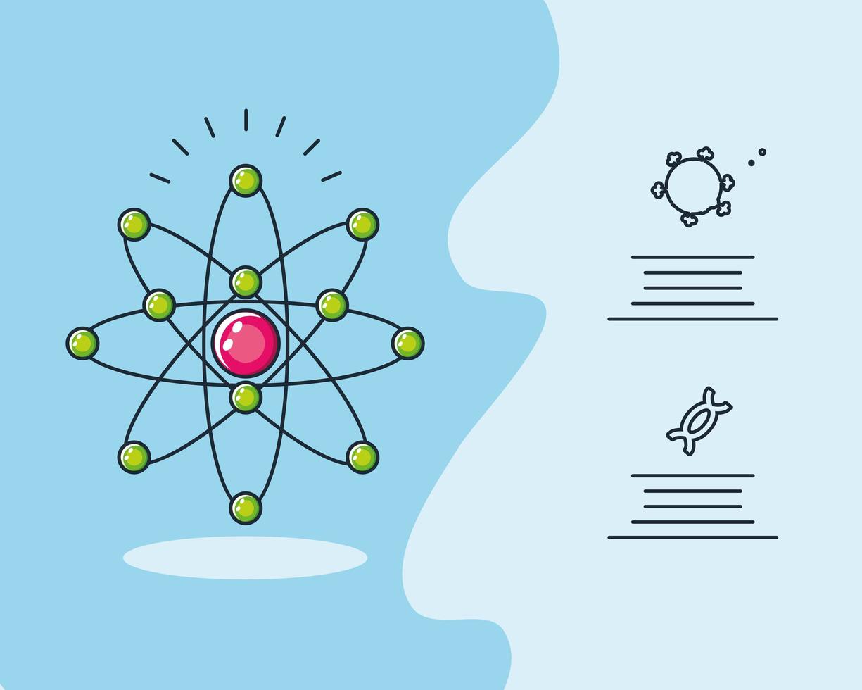 Infographic with atom and coronavirus research  vector