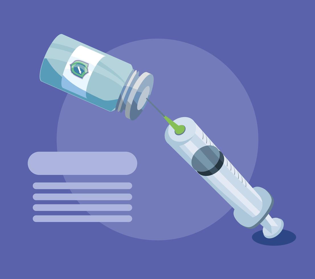 Vaccine with ampoule and syringe icon vector