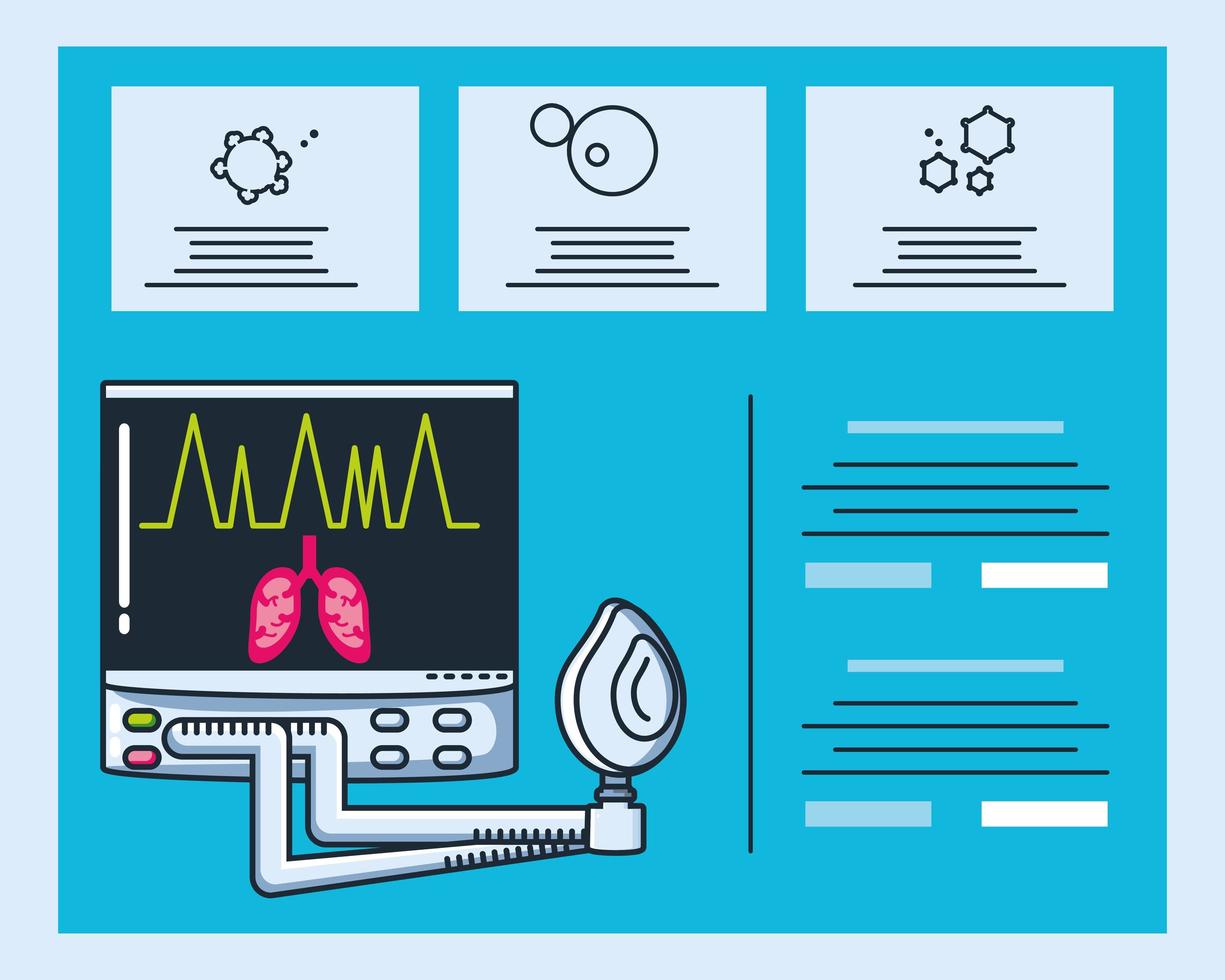 infografía con ventilador máquina médica. vector