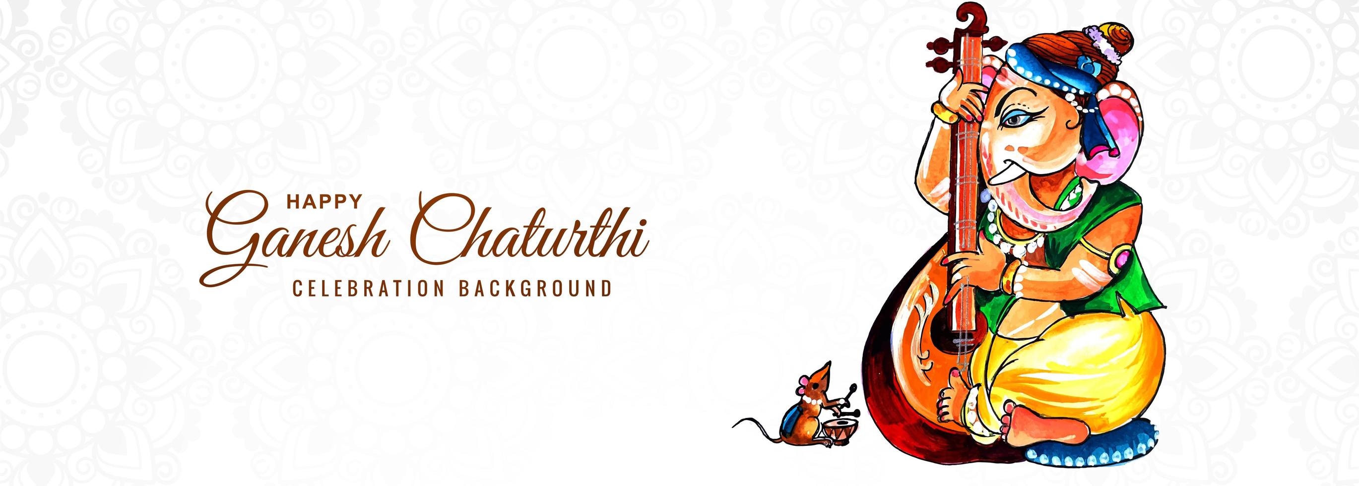 Prayer to Lord Ganesha for Ganesh Chaturthi Banner vector