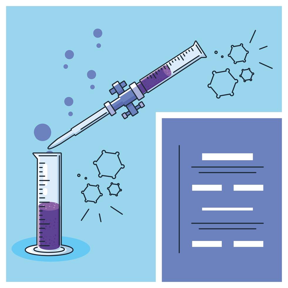 infografía con jeringa de laboratorio. vector