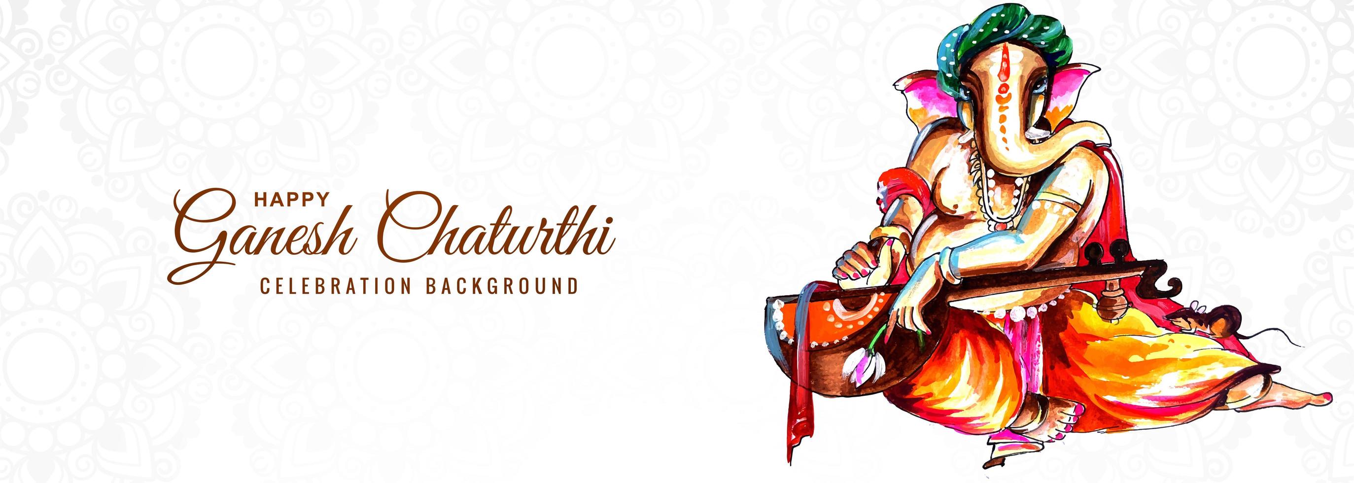 Indian Religious Festival Ganesh Chaturthi Banner Background vector