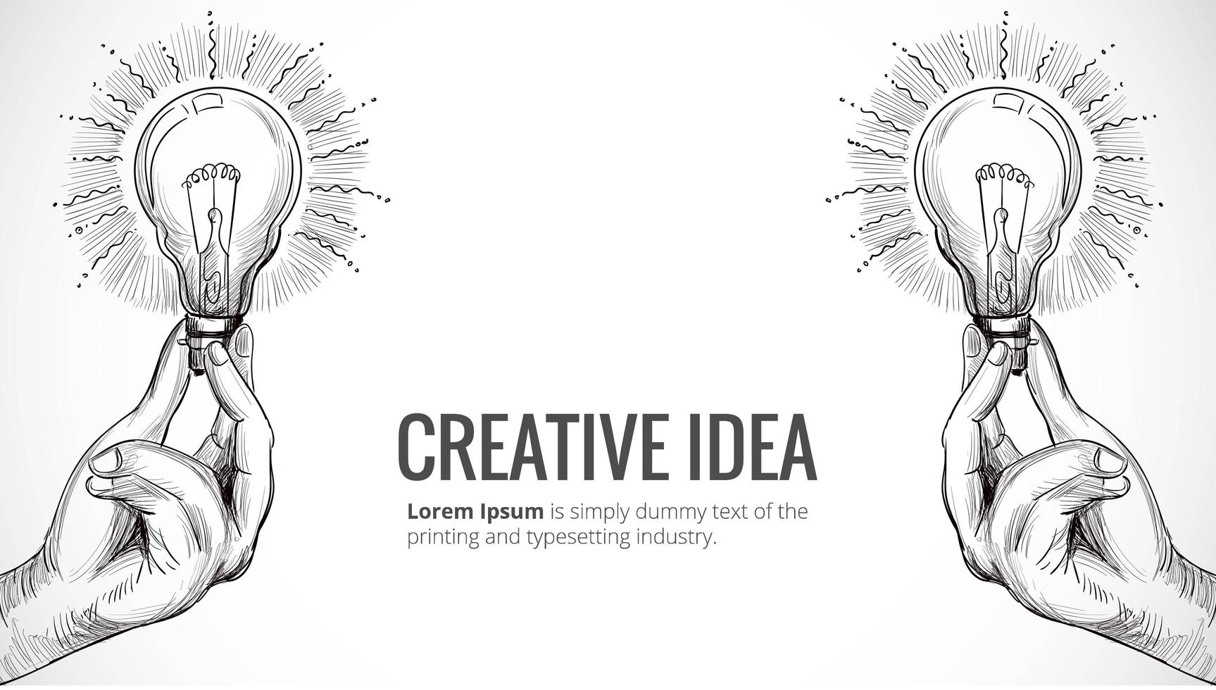 Hand Drawn New Idea Concept with Hand Holding Lightbulb vector