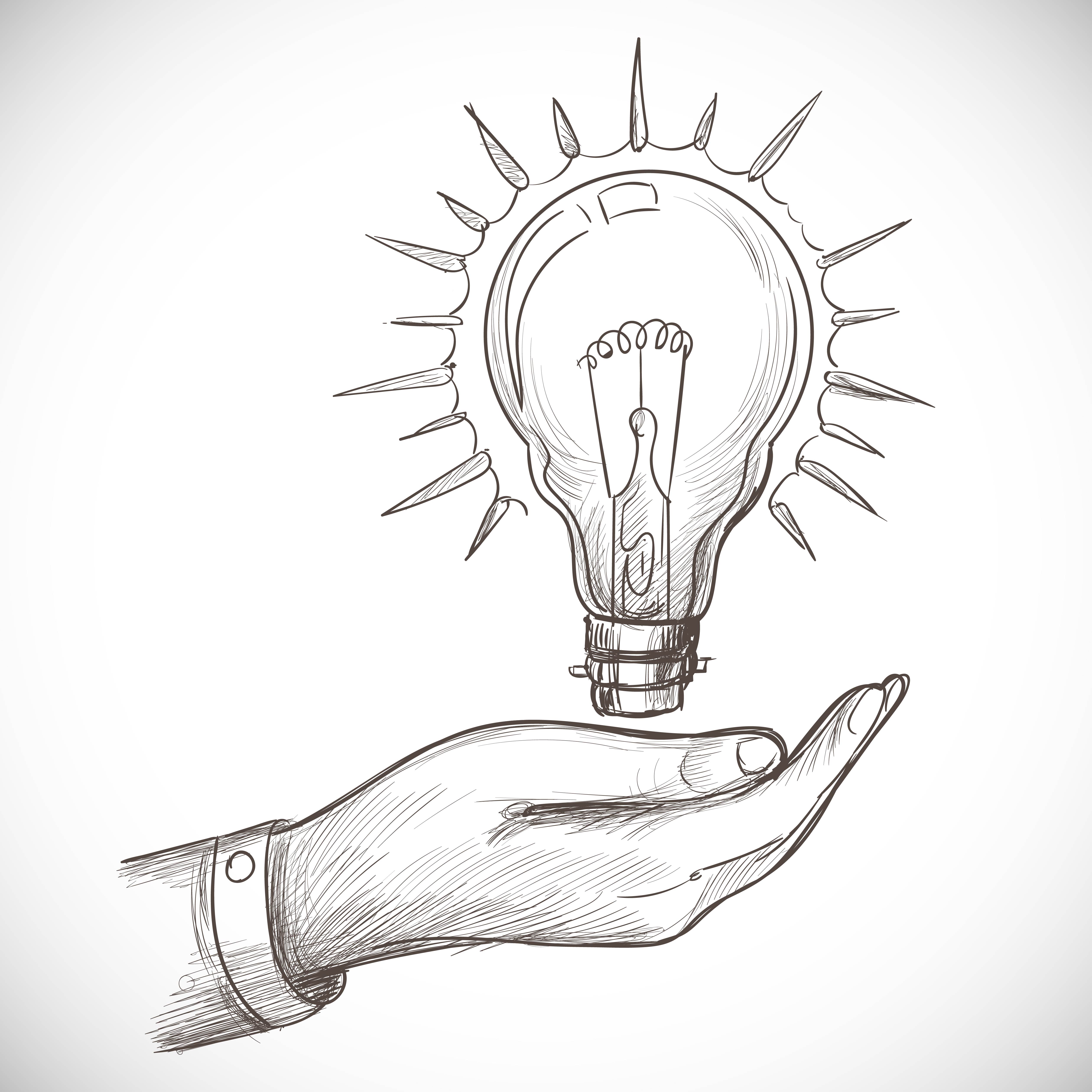 Hand Holding Light Bulb Sketch  Light bulb sketch, Light bulb drawing,  Light bulb illustration