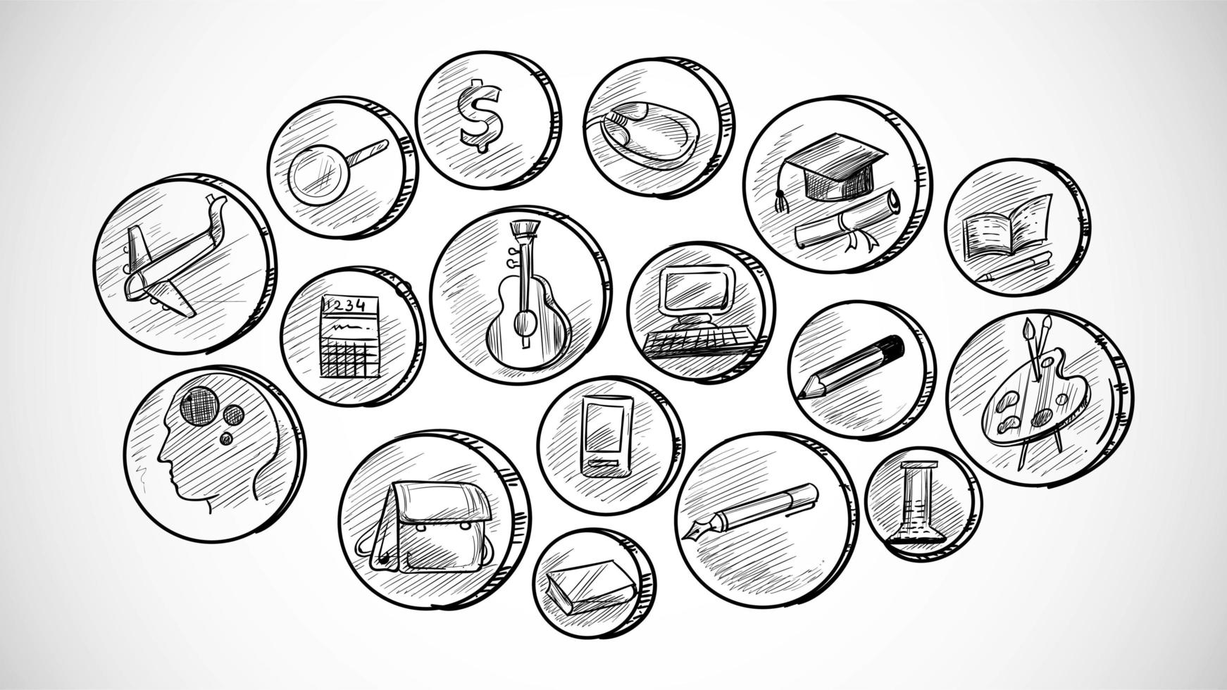 Hand-Drawn Business Icons Set vector