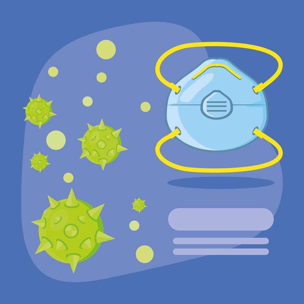 Infographic with medical mask protecting from coronavirus vector