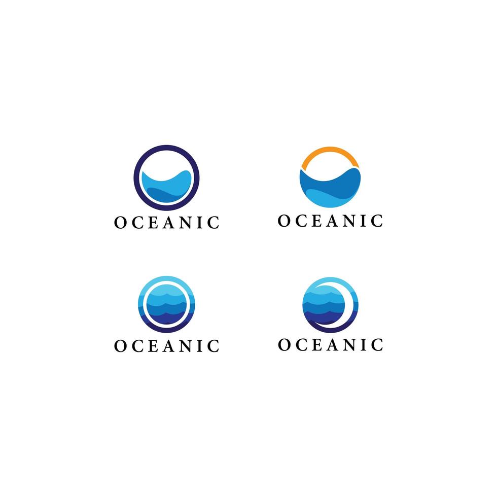 conjunto de iconos de logotipo de océano vector