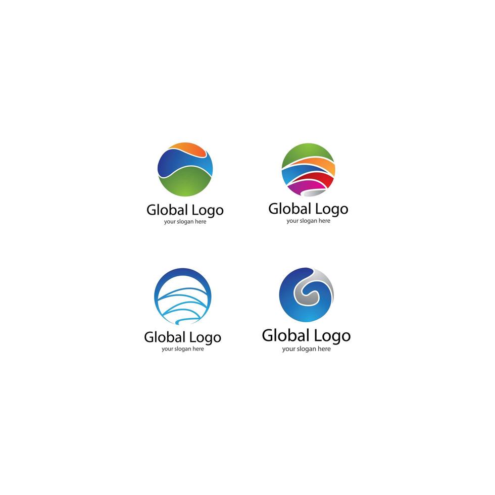 conjunto de iconos de logotipo global vector