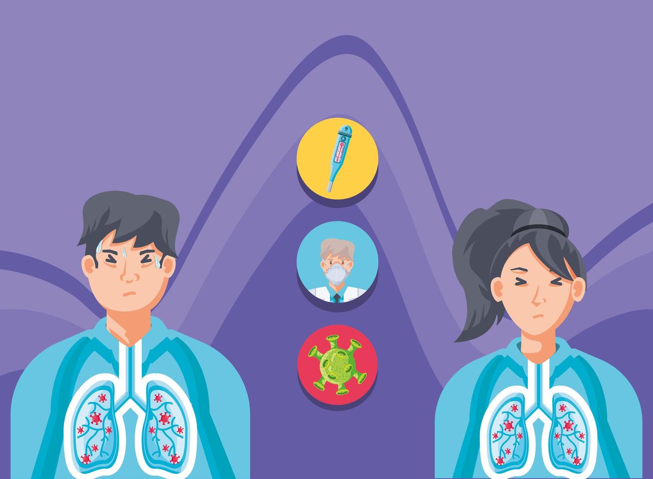 People with the lungs affected by virus vector