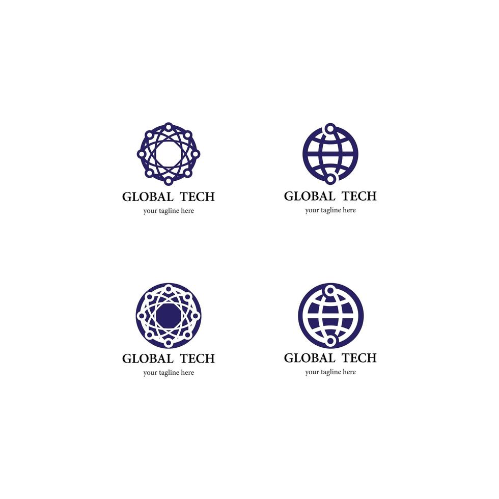 Global tech logo template vector