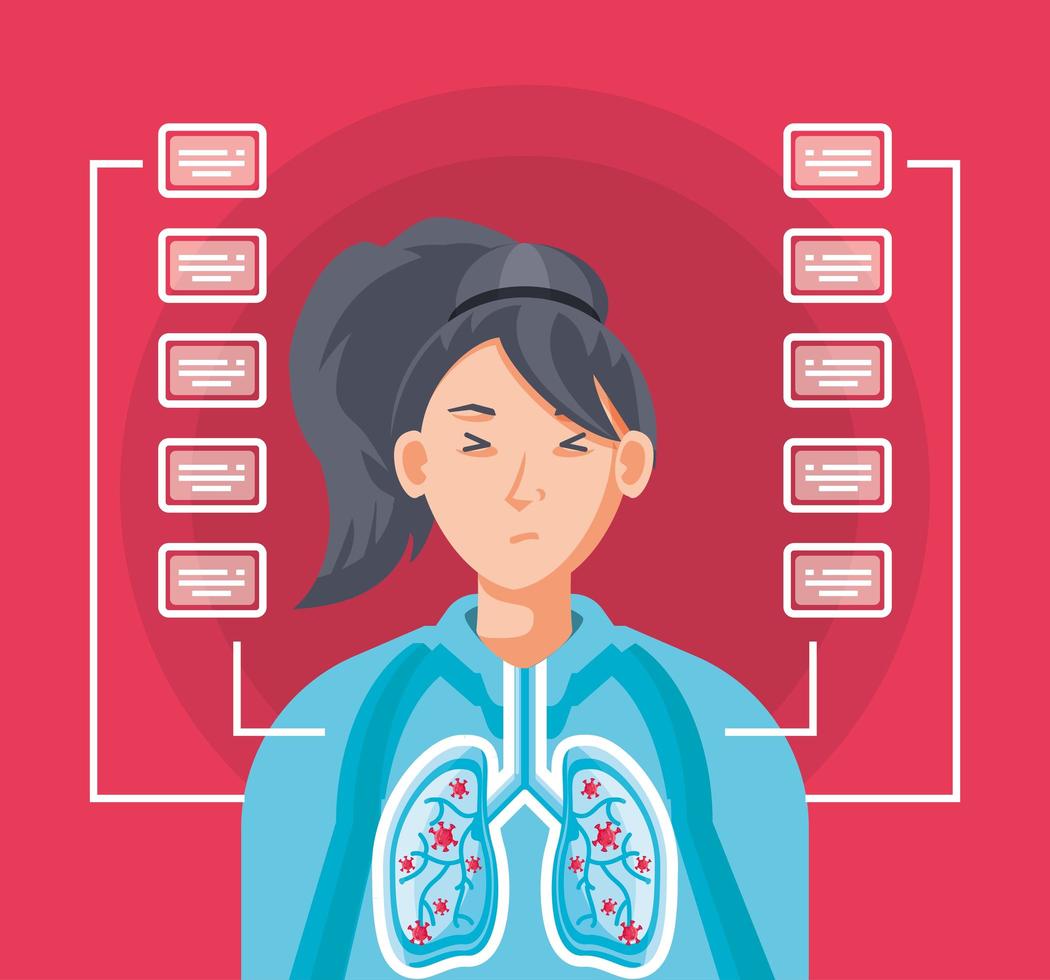 Woman with the lungs affected by virus vector