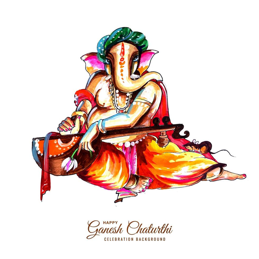 Fondo de festival colorido acuarela utsav ganesh chaturthi vector