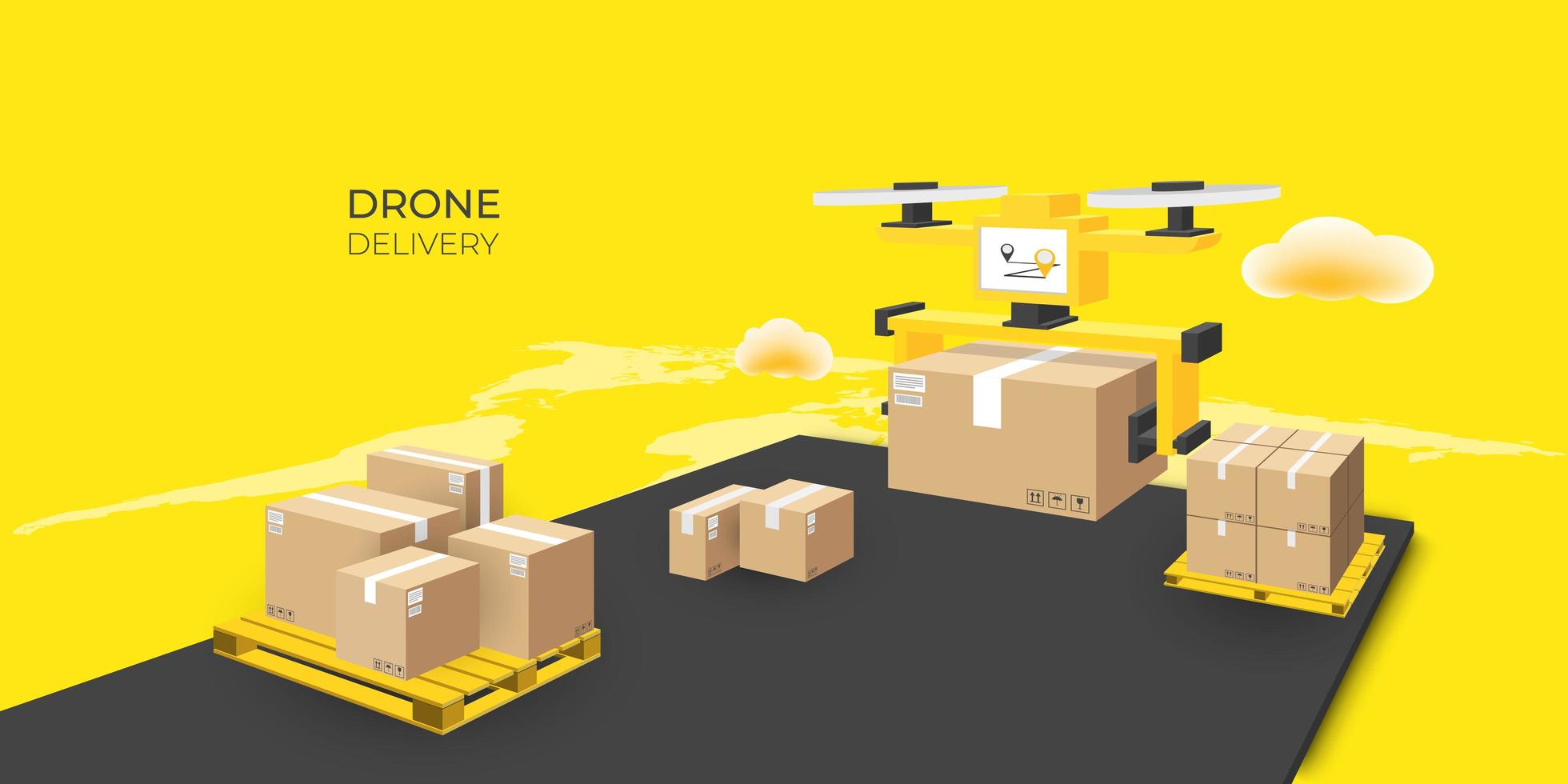 Drone express package delivery vector