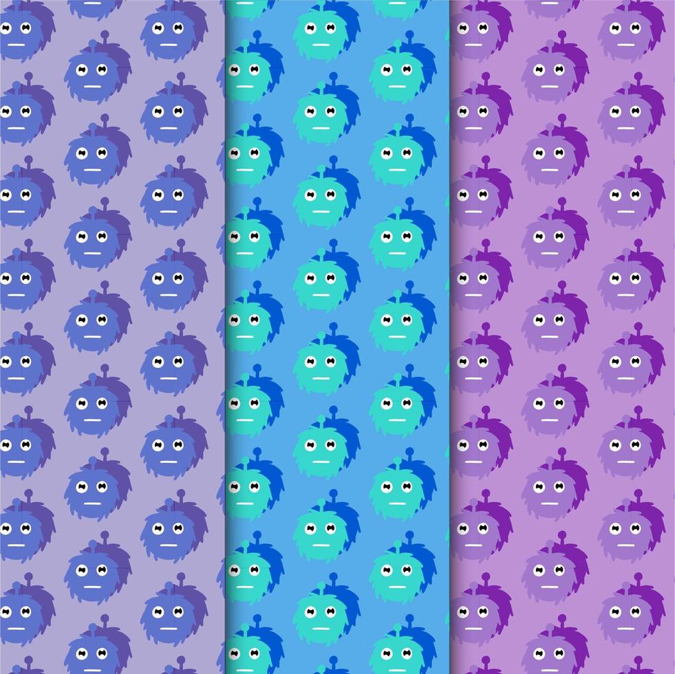 Cute furry monster pattern vector