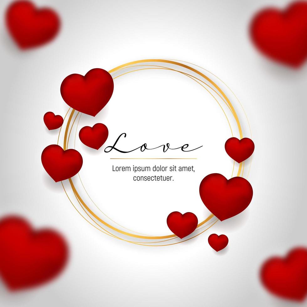 Love flyer with red 3d hearts vector