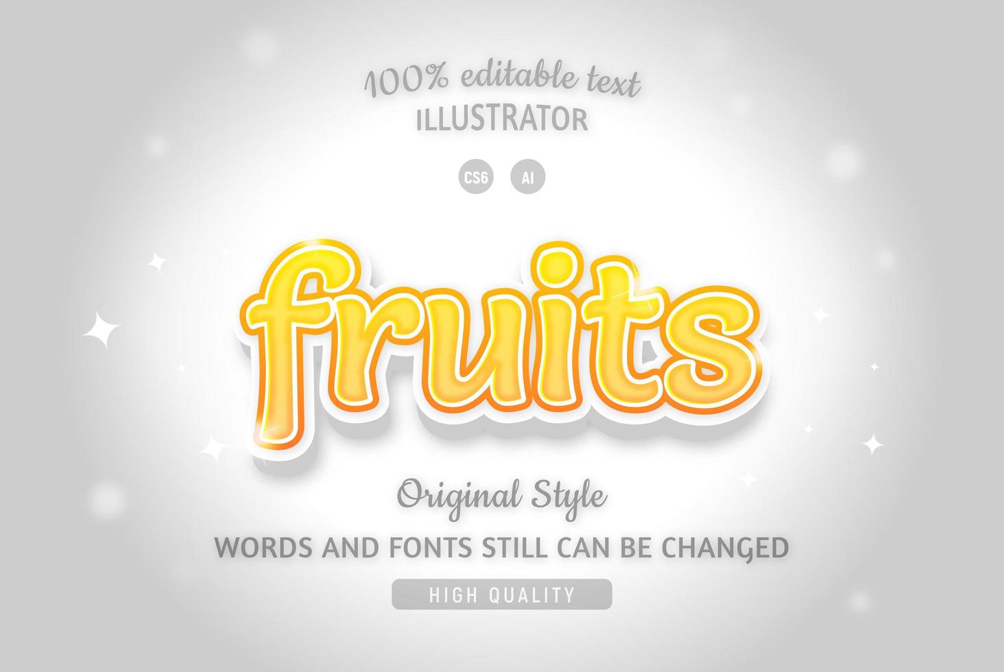 Fruits gradient and outline text effect vector