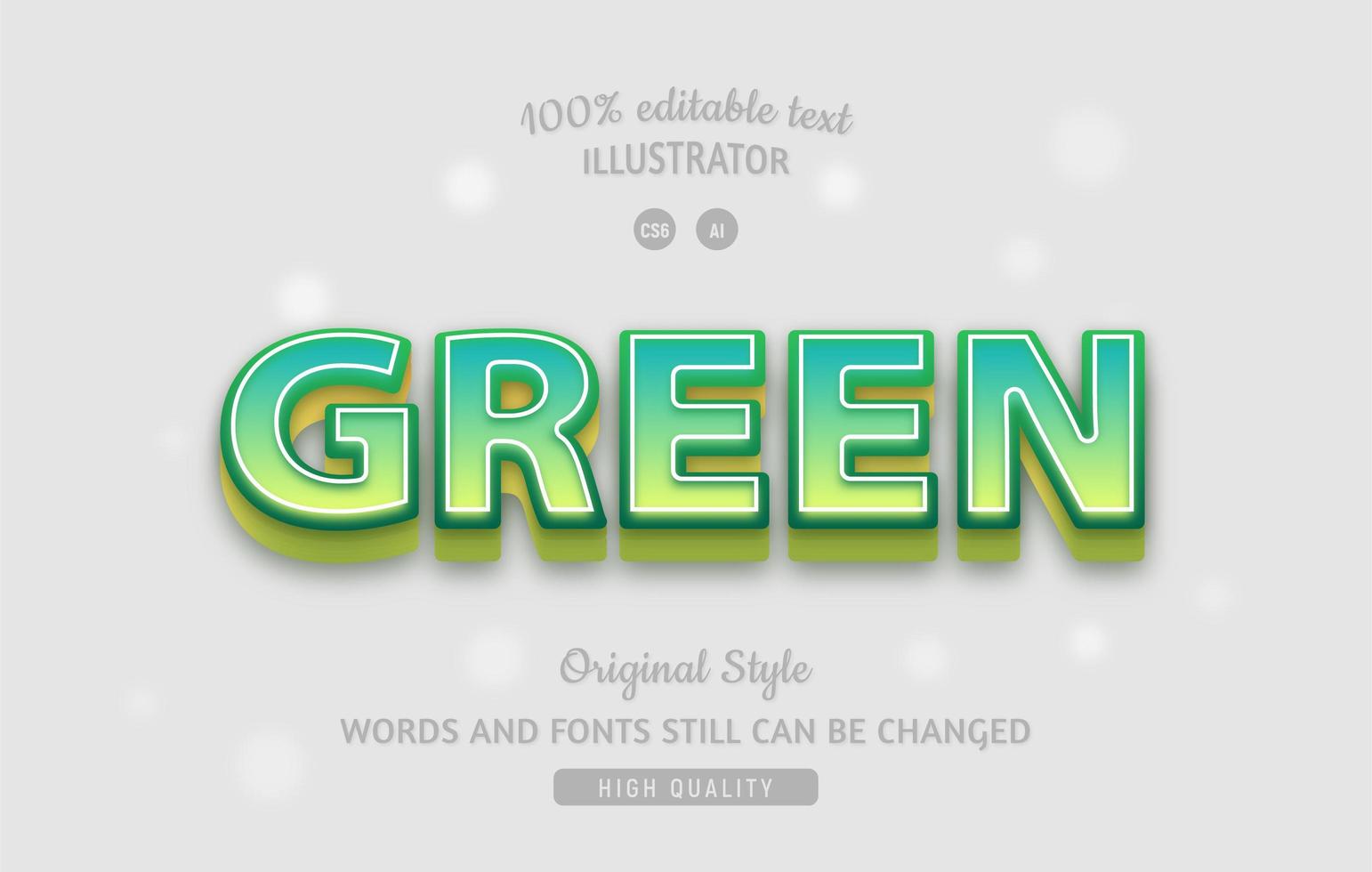 Green graddient outlined text effect vector