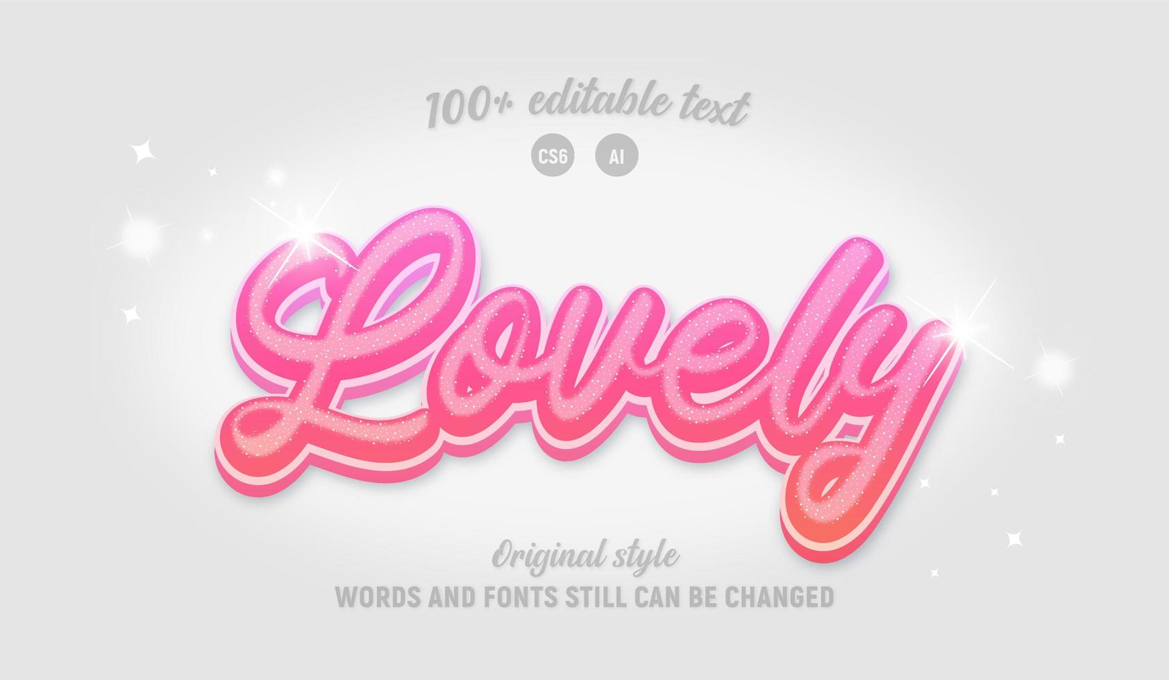 precioso rosa con efecto de texto destellos vector