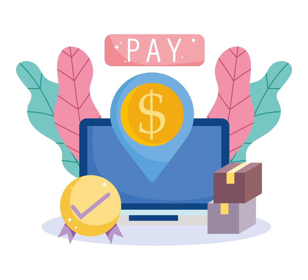 icono de pago en línea y comercio electrónico vector