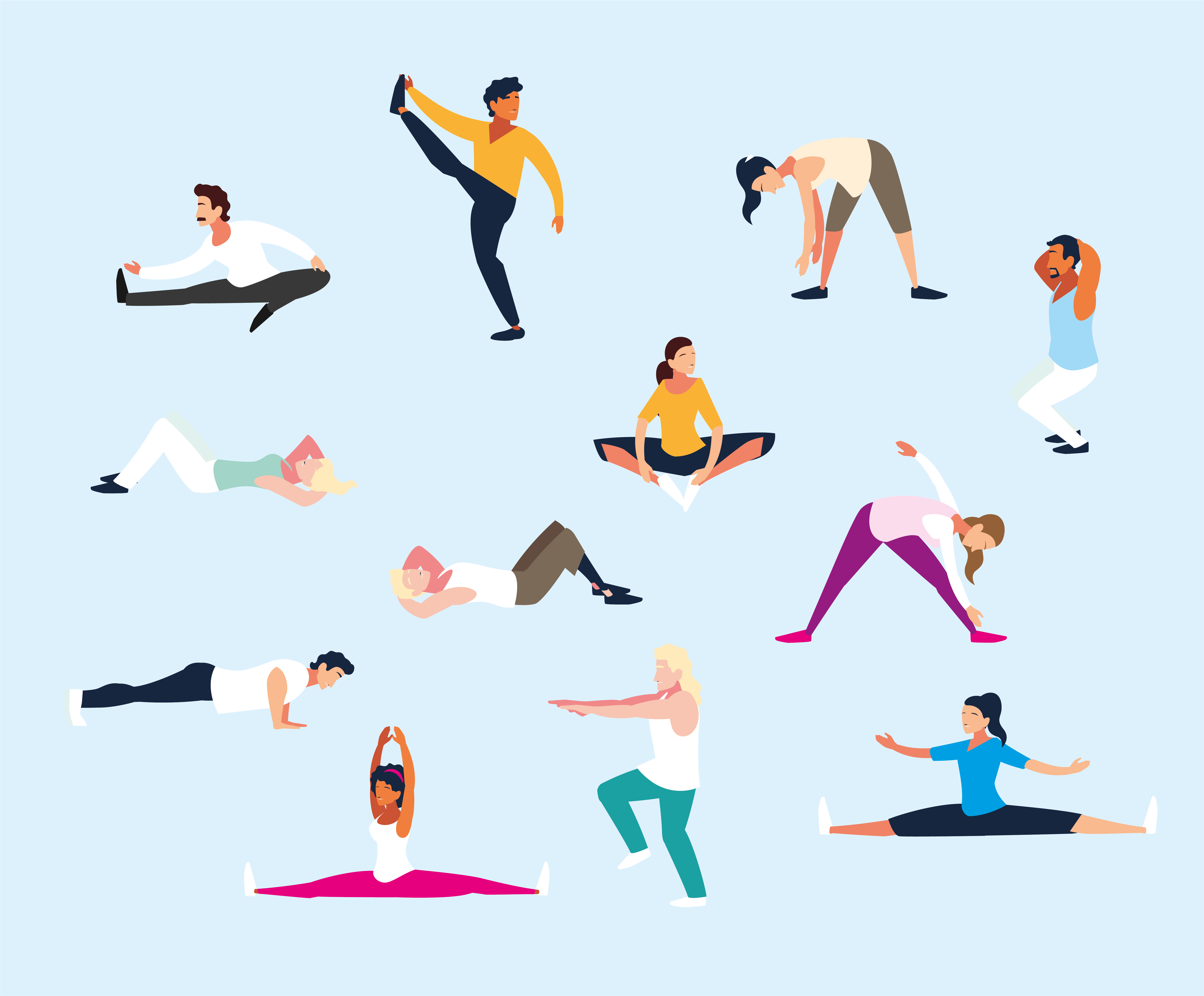 Set of people doing workout 1249335 Vector Art at Vecteezy