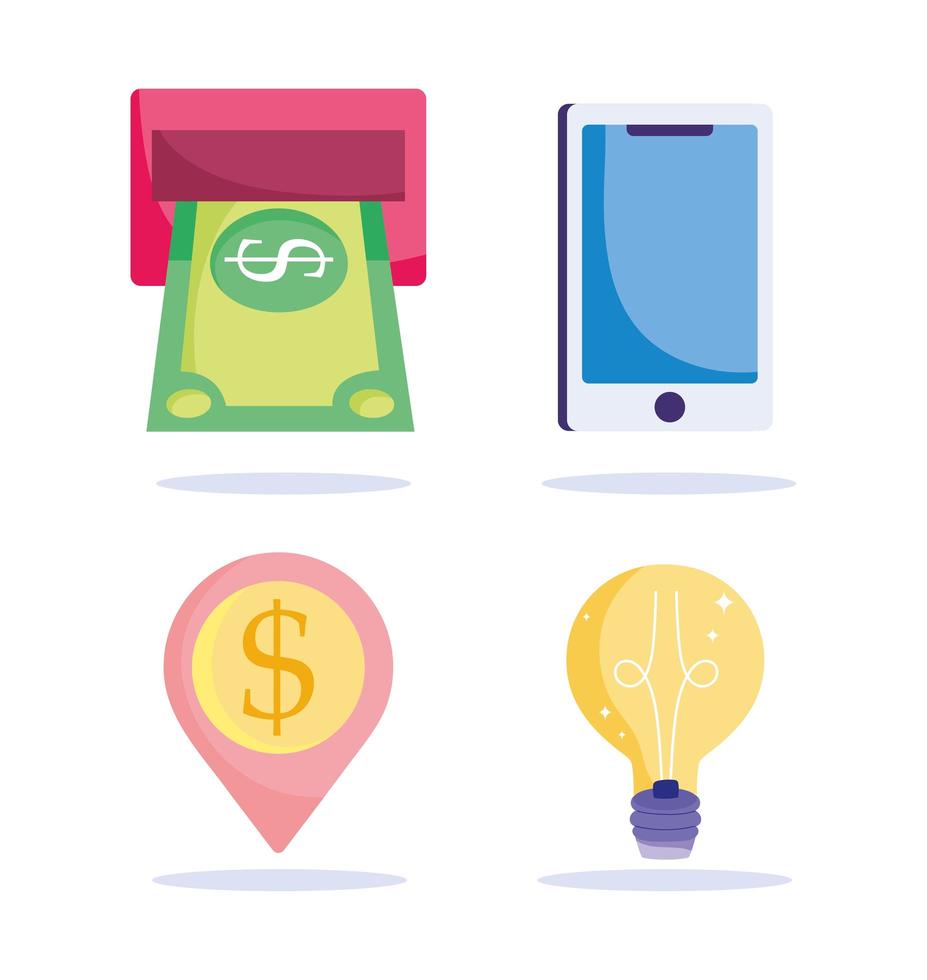 E-bank, e-commerce and online payment icon set vector