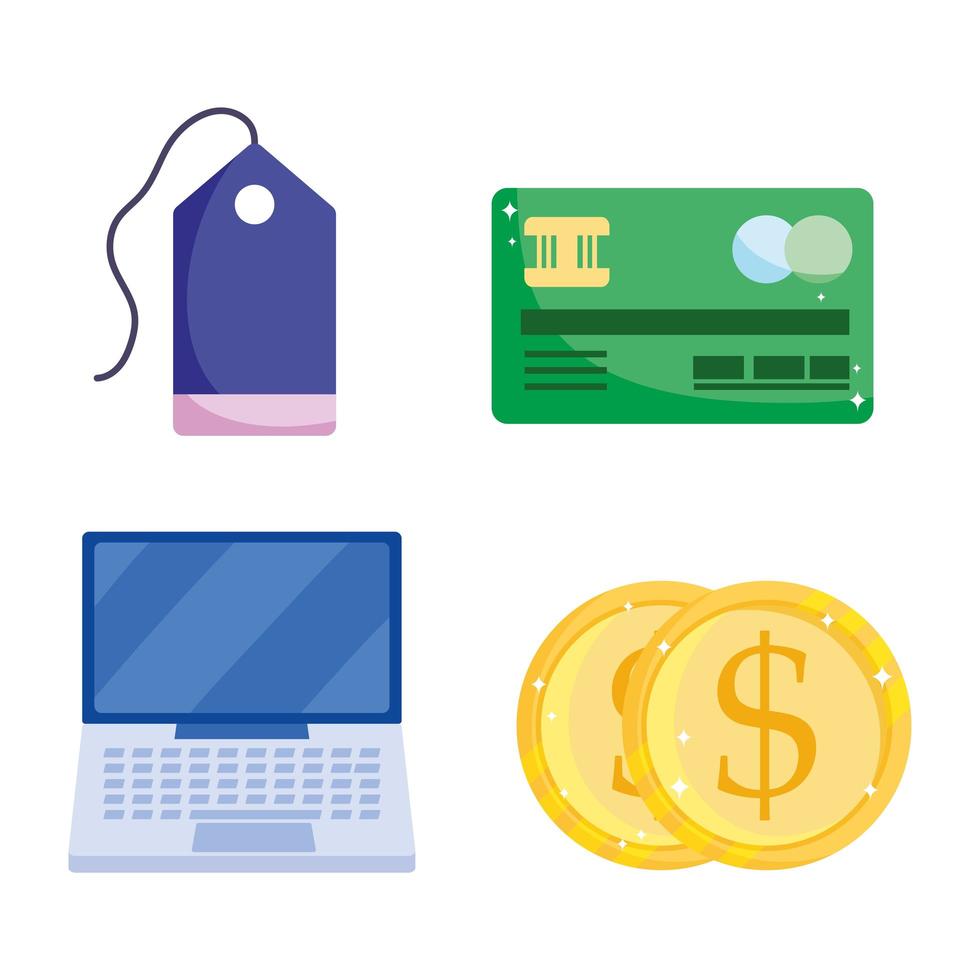 E-bank, e-commerce and online payment icon set vector