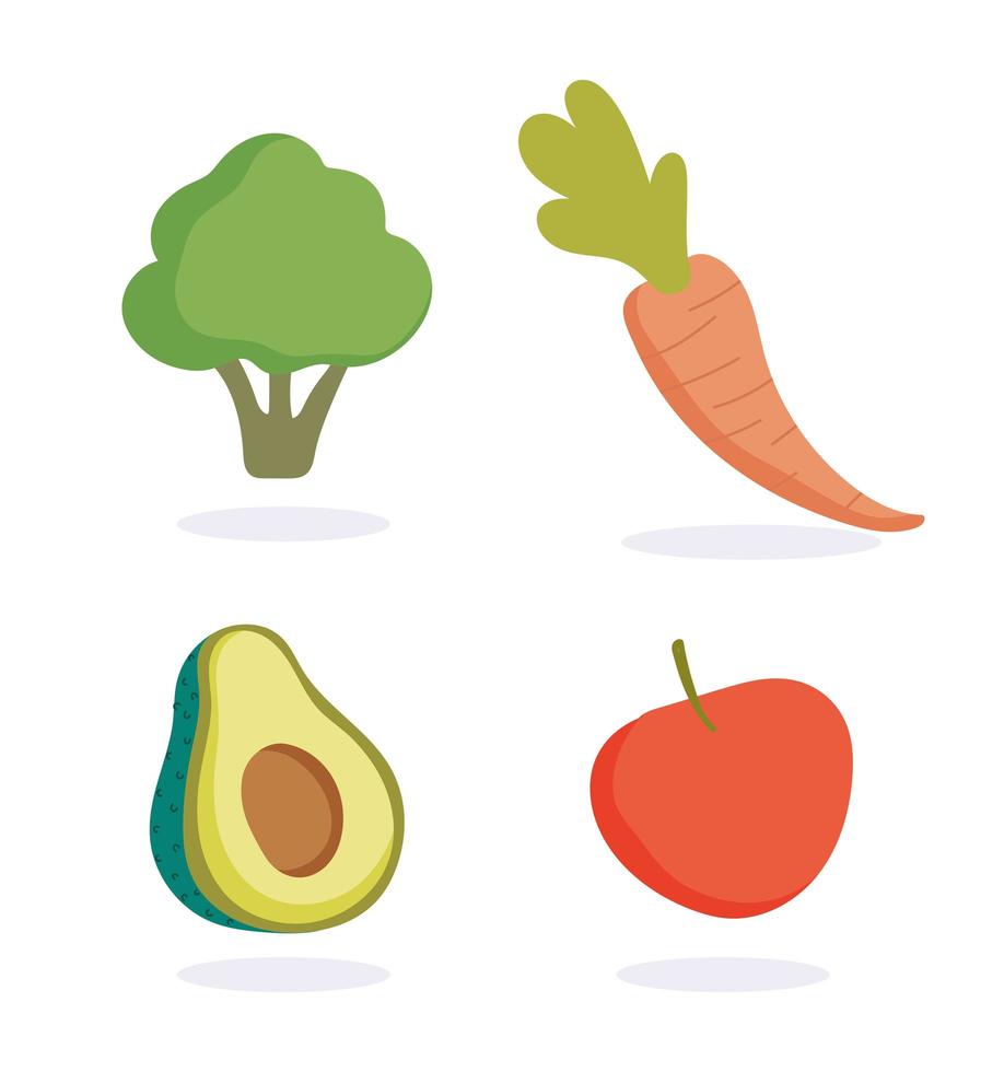 conjunto de iconos de frutas y verduras vector