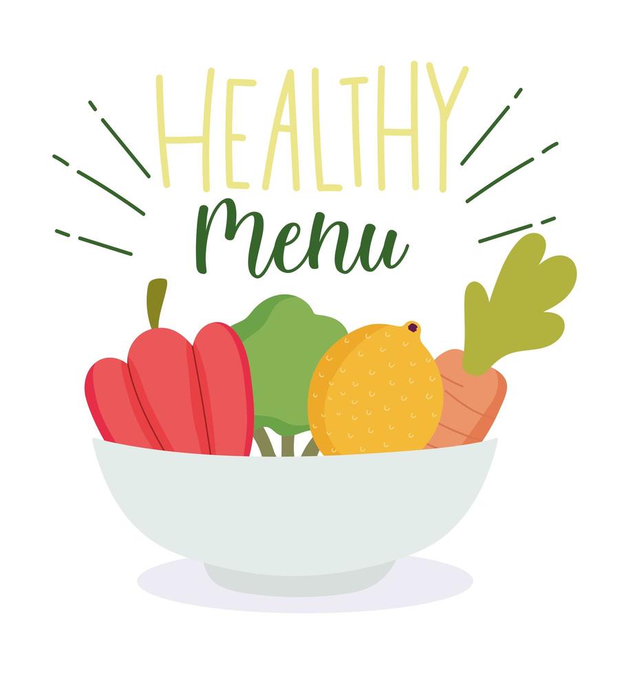 Healthy menu with bowl of organic veggies vector