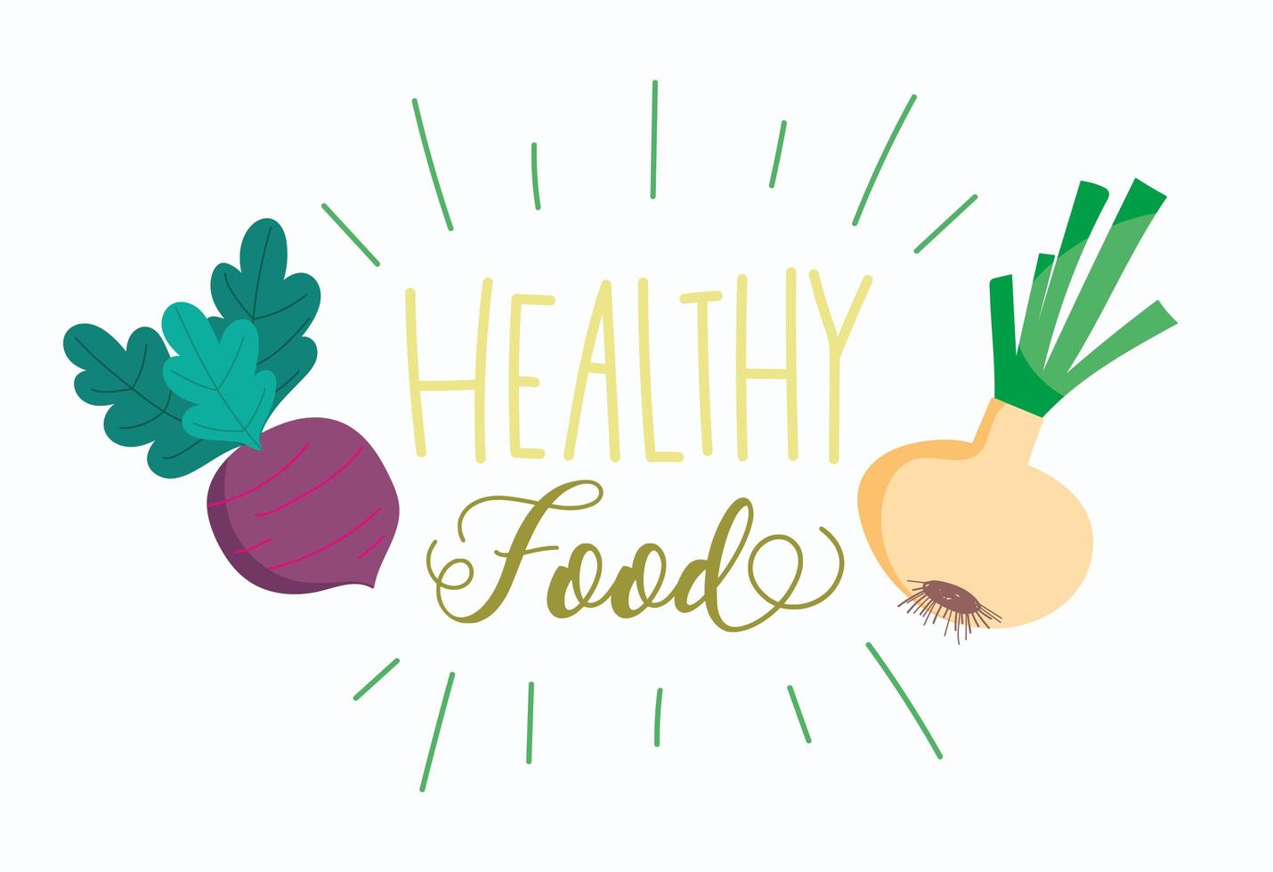 Organic beet and onion healthy food lettering vector